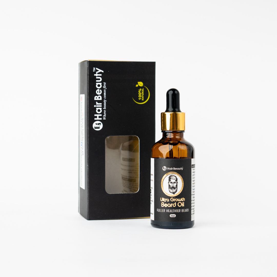 bottle of ultra growth beard oil for moisturizing and promoting healthy beard growth